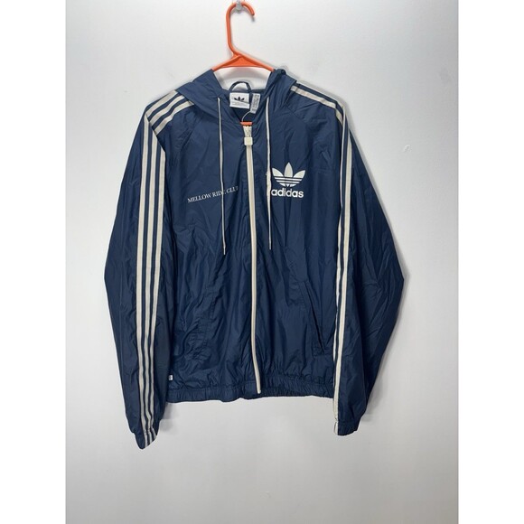 Adidas Men’s Jacket Hoodie Rain Mellow Ride Club Windbreaker Navy Color Sz S - Picture 1 of 16